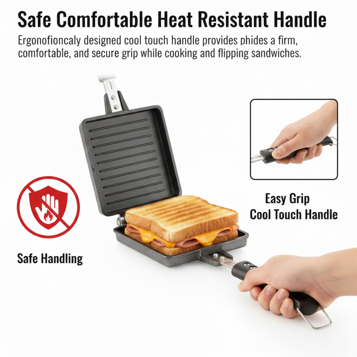 Jumbo Sandwich Toaster - Crispy Sandwiches on Gas Stove -3