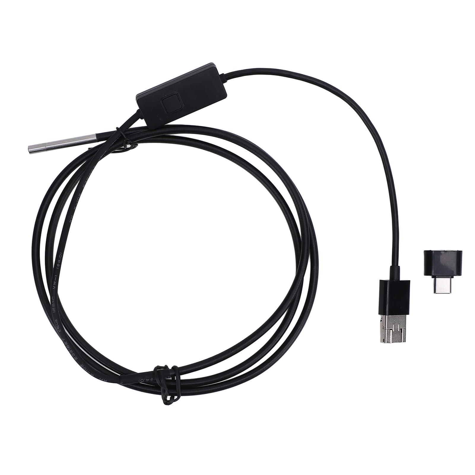 Cámara de inspección HD Boroscopio, endoscopio USB Cámara de 3,9 mm 1 m de longitud 1920x1080P HD Gran angular IP67 Cámara de inspección tipo C a prueba de agua con luz