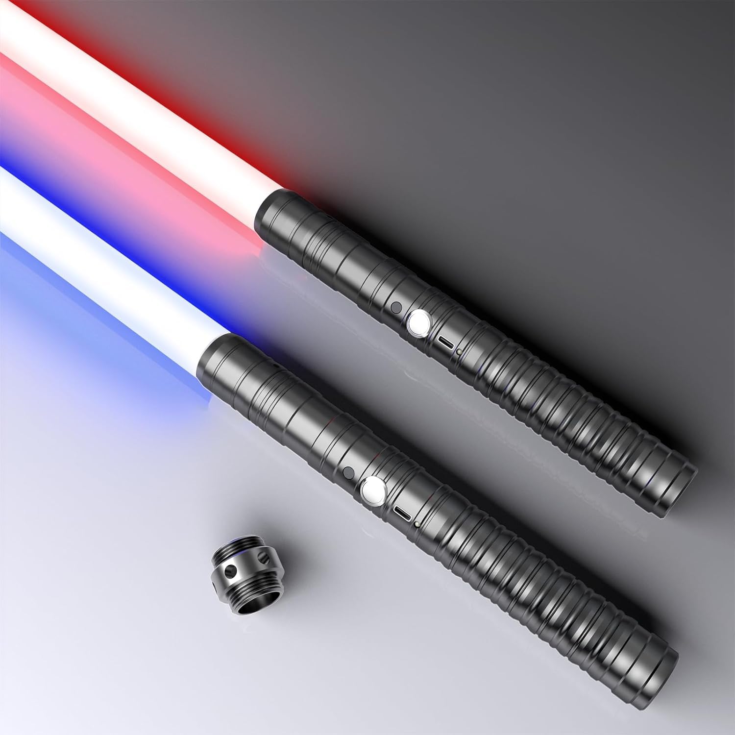 Beyondtrade Lightsabers, Alloy Metal Hilt RGB 15 Colors FX Sound Type-C Rechargeable Heavy Dueling Light Swords with Smooth Swing for Birthday Halloween Xmas Present Adults Kids Toys Cosplay