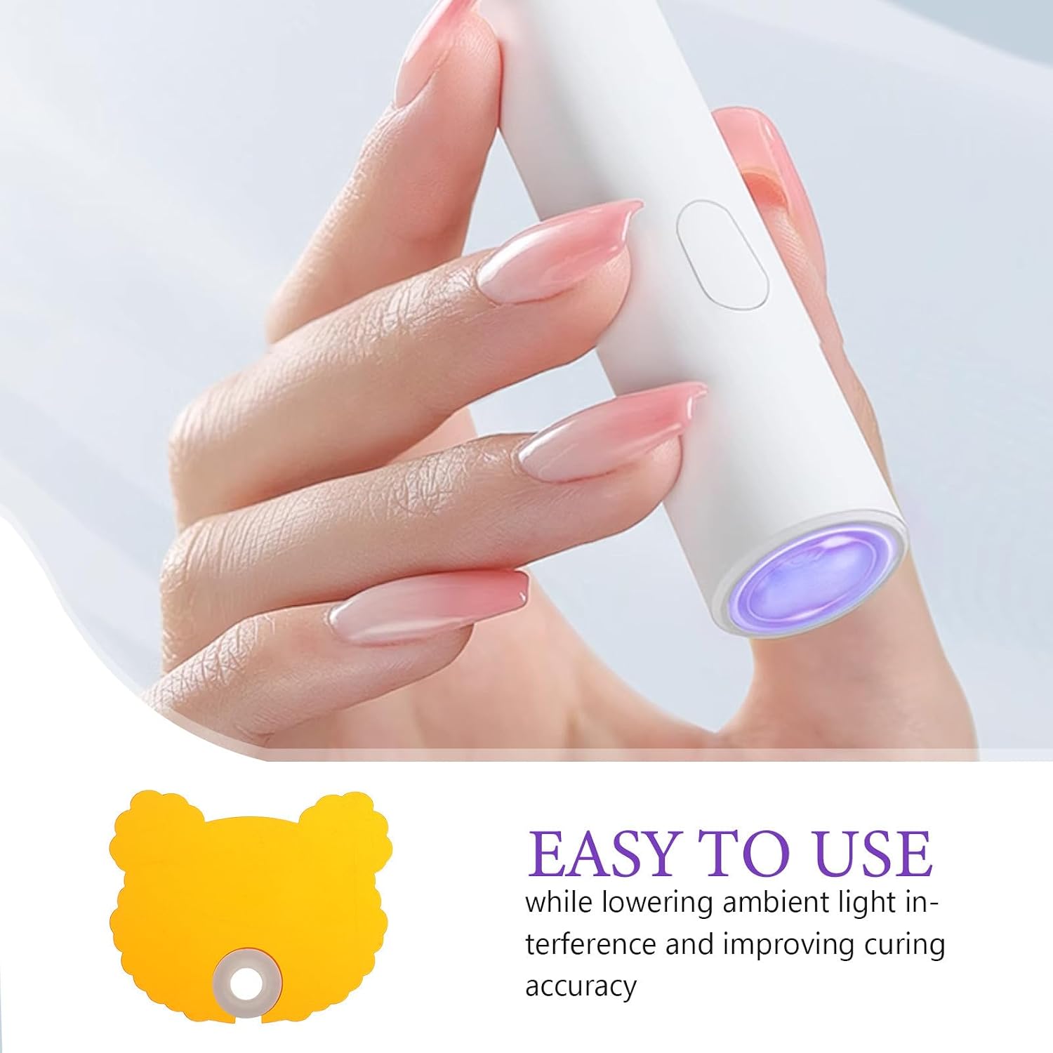 2Pcs Handheld UV Nail Lamp Light Shield, Mini Nail Curing Lamp Glare Blocker, Eye Protection Filter Plate, Portable Anti-Glare Barrier for Salon Bear Shape