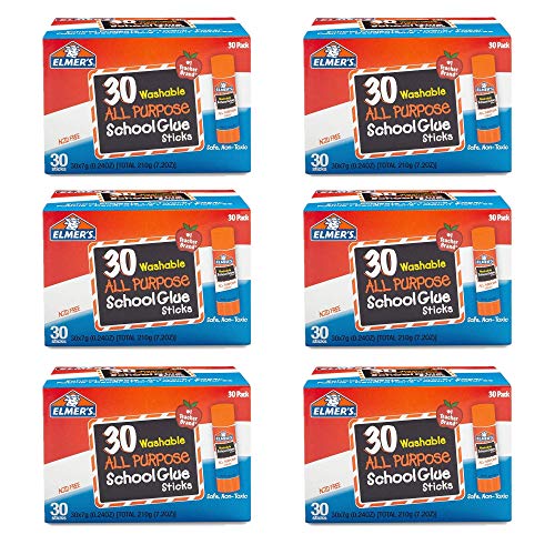 Washable School Glue Sticks, 30/Box, Sold as 1 Box, 6PACK , Total 6 Box