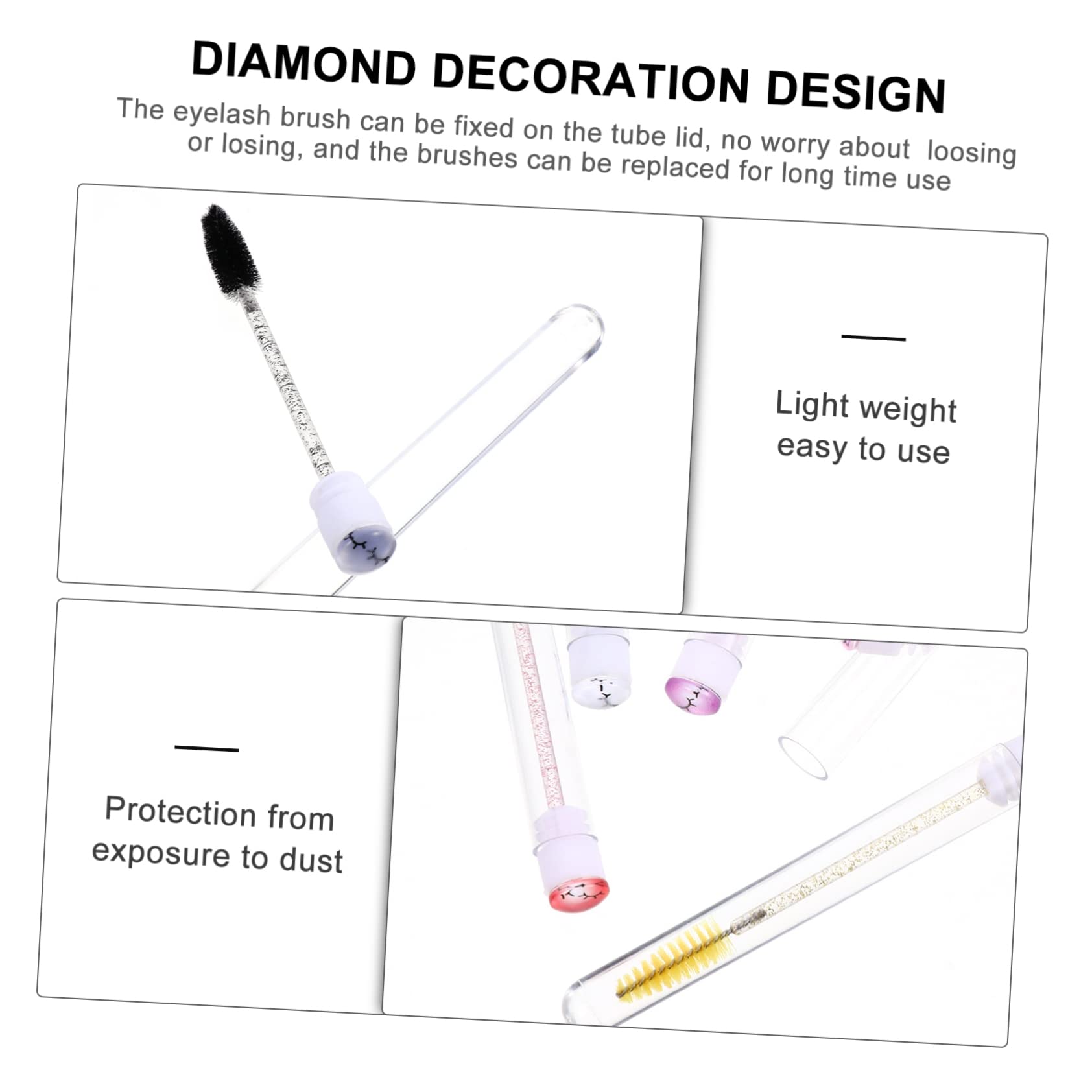 HAKIDZEL Portable 10pcs Random Eyelash Mascara Tubes Crystal Wand Brush for Women's Bag