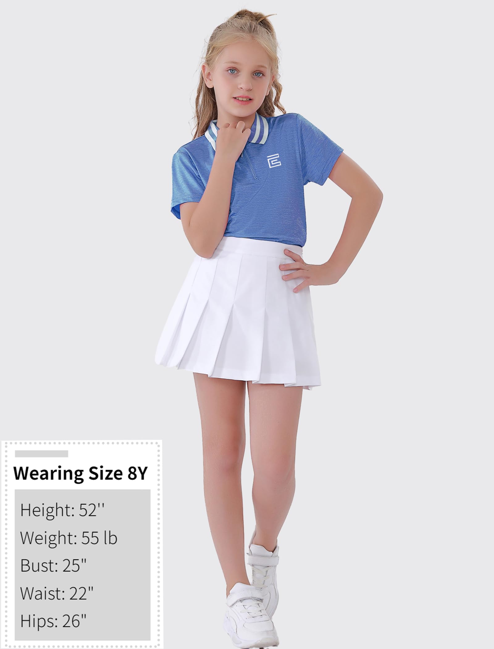 EXARUS Polo de golf para niñas, sin mangas, cuello en V, camiseta sin mangas para equitación, UPF 50+, ropa de golf de secado rápido
