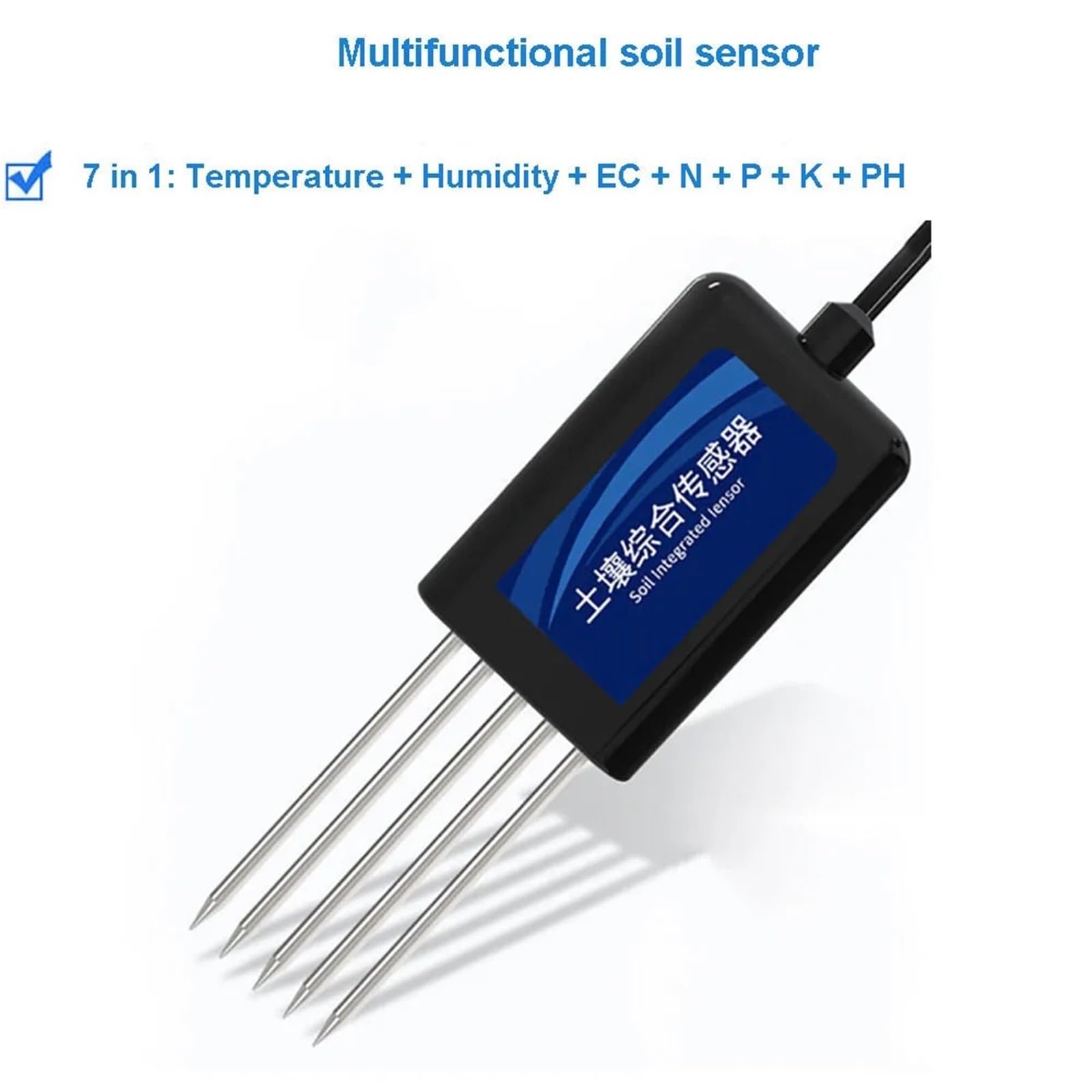 Sensor de temperatura y humedad agrícola, Ph conductividad 7 en 1 del suelo, detector nitrógeno, fósforo potasio Laboratorio de investigación(EC and PH)