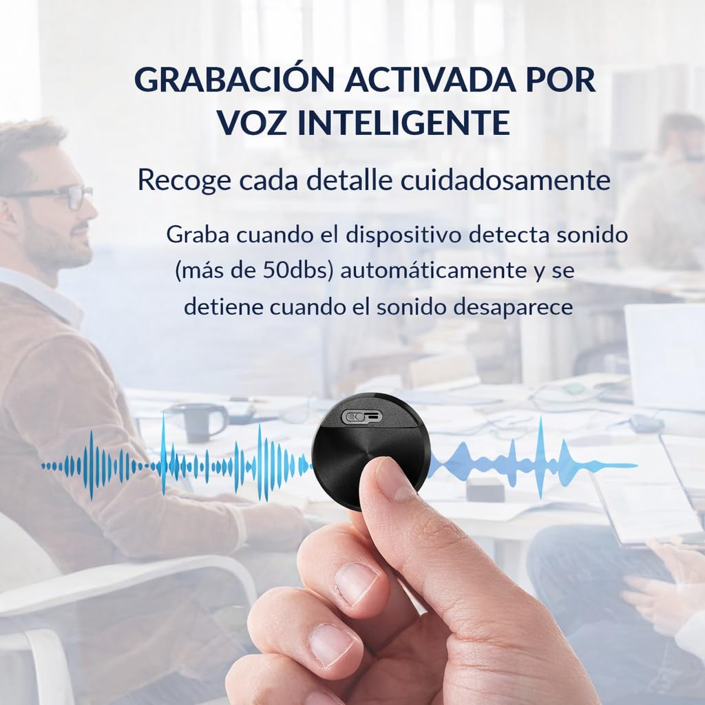 CleverTalk Q37 Grabadora de Voz con IA | Activada por Voz | App Móvil, Mac, Windows y Web | Cloud Europea GDPR | 64GB | Audio HD 1536kbps | USB-C