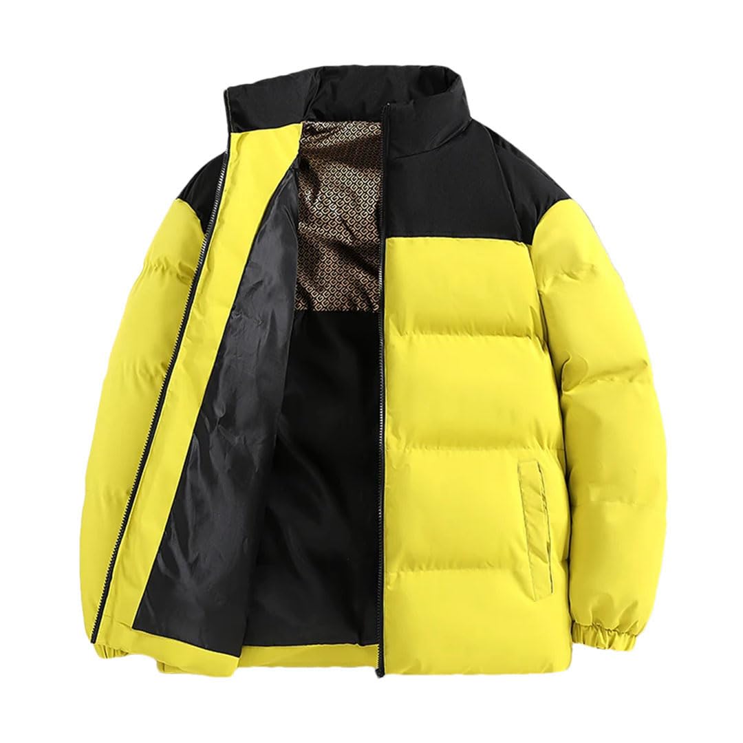 Piumino da uomo Inverno Cuciture Colore Versatile Campeggio All'aperto Stand Collare Cappotto Abbigliamento Cotone