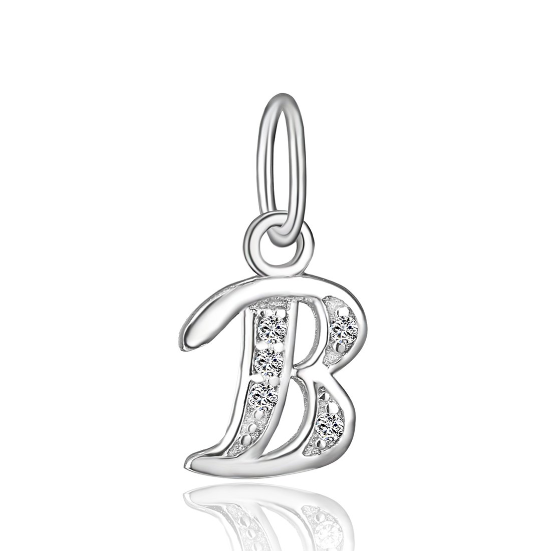 BORUO 925 Sterling Silver Cubic Zirconia A-Z Initial Letters Alphabet Dangling charms Pendant