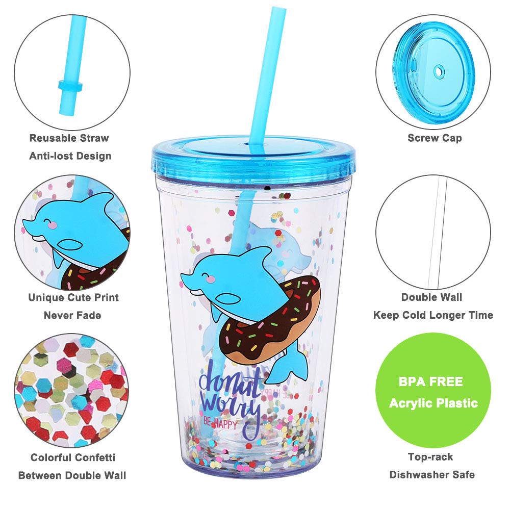 Amazon.com | Home Tune Cute Tumbler with Lid and Straw Double Wall