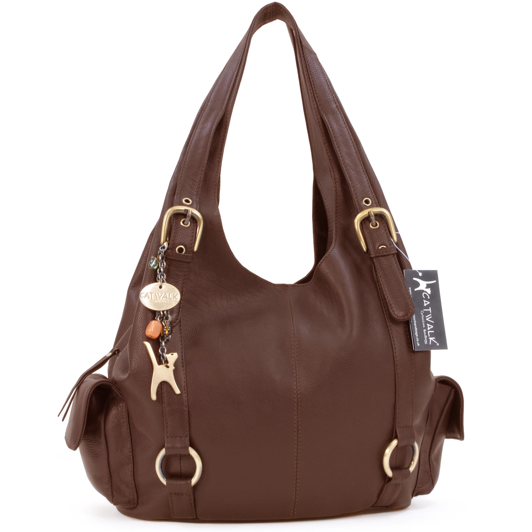 Catwalk Collection Handbags - Bolso de Hombro Grande de Piel - Tote Bag Mujer - Bolso de Mano Multibolsillos de Diario - Alex