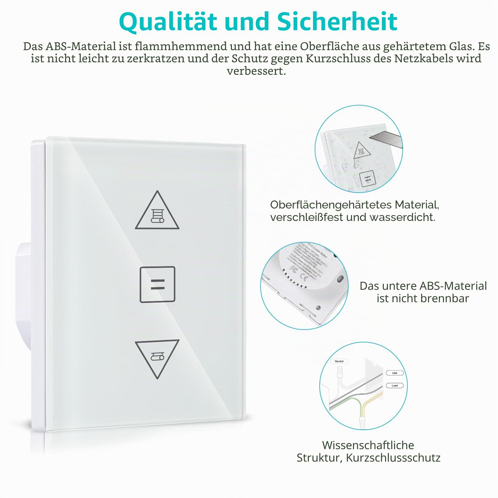 Rolladenschalter Unterputz,Wlan Jalousieschalter Kompatibel mit Alexa/Google Home/Smart Life App,86mm Rolladensteuerung Benötigt Nullleiter 4Pack