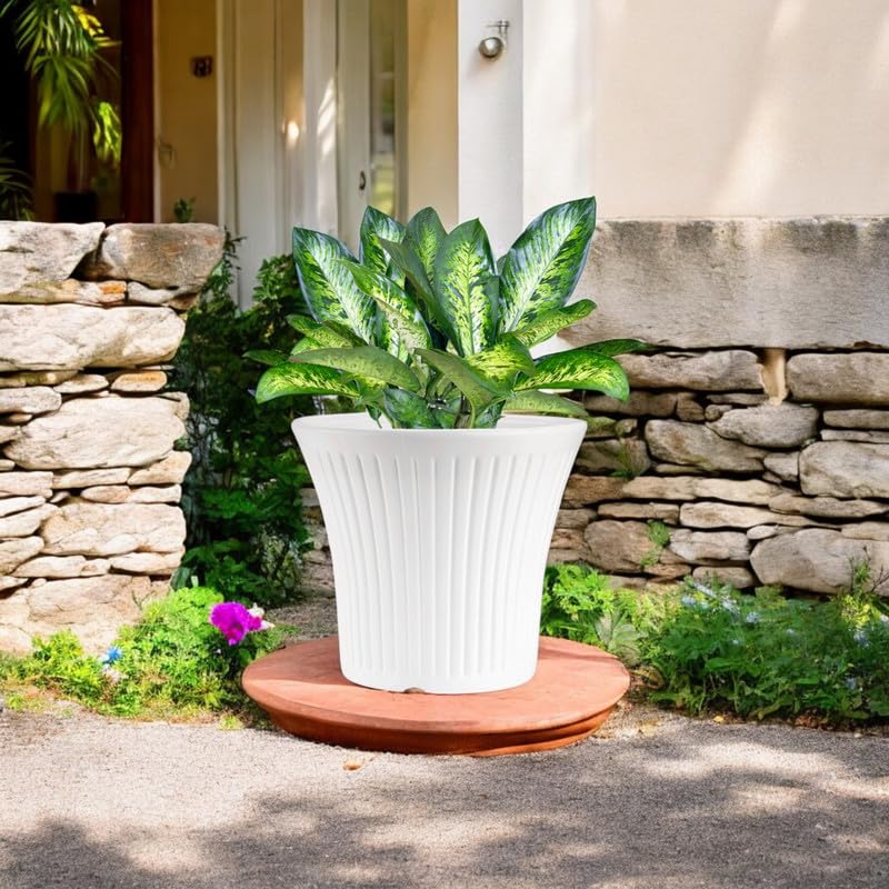 Image of GARDENS NEED 10 Inches Tancy Round Flower Pot | Set of 4 | White | Plastic Planter Pots for Indoor & Outdoor Home, Office & Balcony Decoration