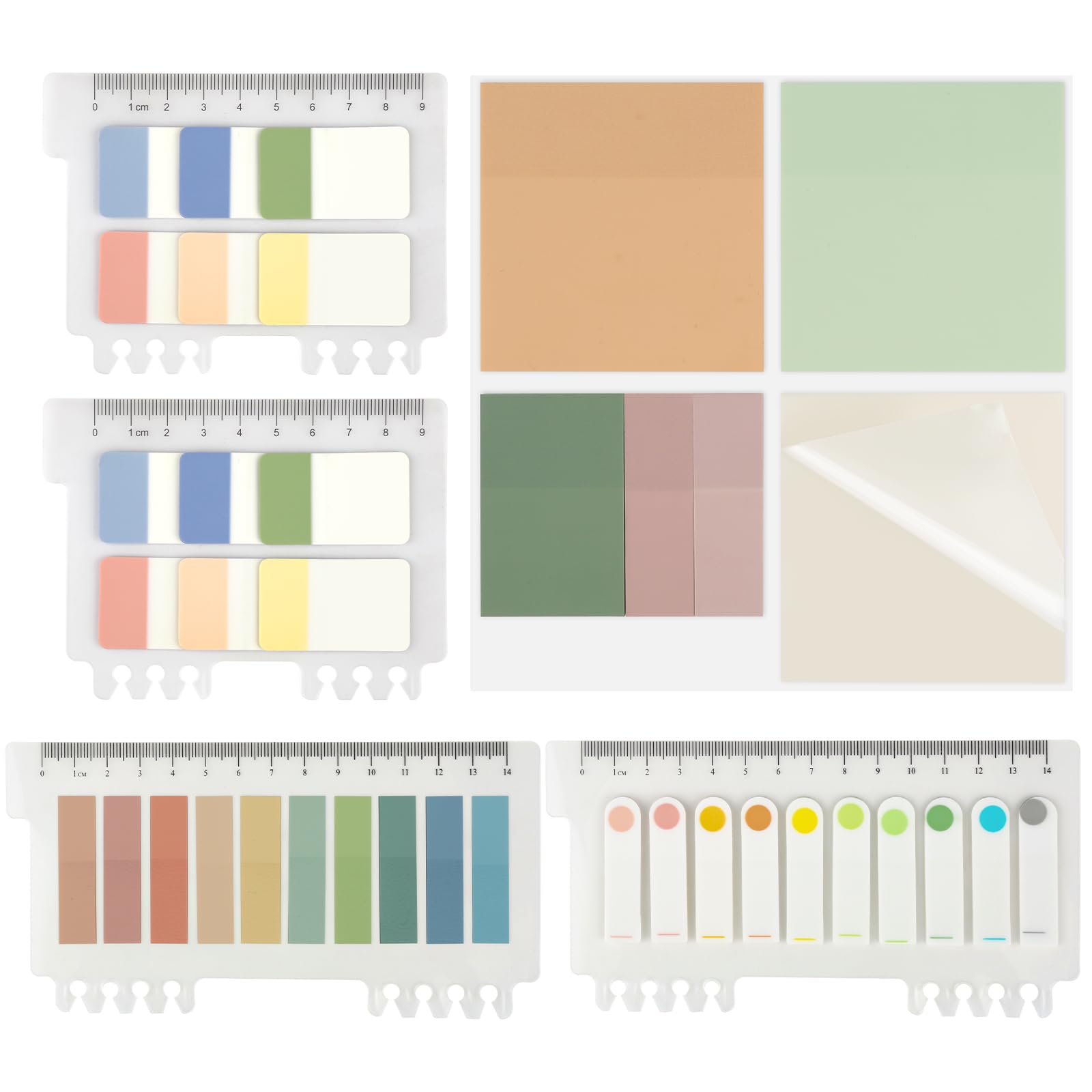 820 hojas de notas adhesivas transparentes con regla, notas adhesivas en colores pastel translúcidos, marcadores autoadhesivos, notas adhesivas impermeables, pestañas de índice para artículos