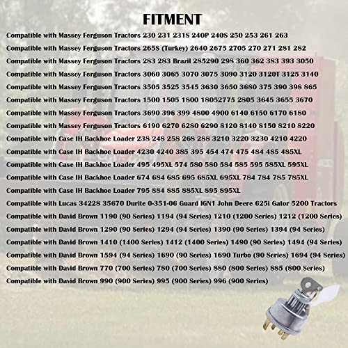 HISports Universal Tractor Plant Ignition Switch 35670 - with 2 Keys Car Ignition Lock Switch Compatible with Massey Ferguson JCB AS Lucas 54033922 34288 - Image 6
