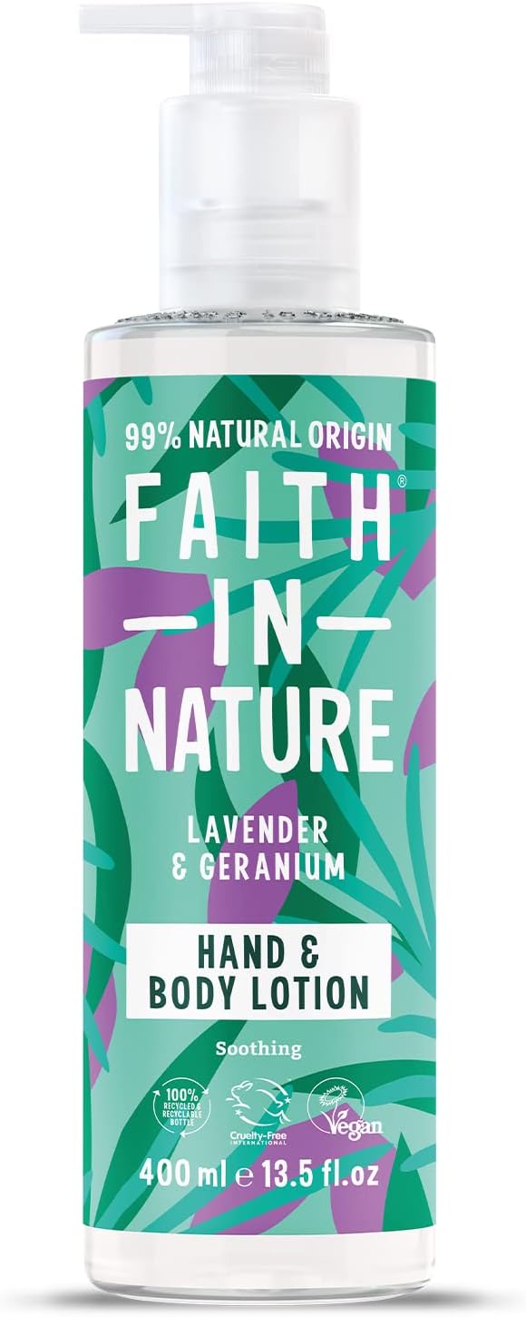 Faith In Nature Natural Lavender and Geranium Hand and Body Lotion, Relaxing, Vegan and Cruelty Free, No SLS or Parabens, 400 ml Faith In Nature Natural Lavender and Geranium Hand and Body Lotion, Relaxing, Vegan and Cruelty Free, No SLS or Parabens, 400 ml