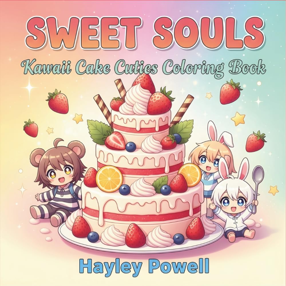 Sweet Souls: Kawaii Cake Cuties Coloring Book - 40 Adorable Anime Characters in a Dessert Wonderland Where Sweetness Meets Cuteness (Anime Coloring Book)