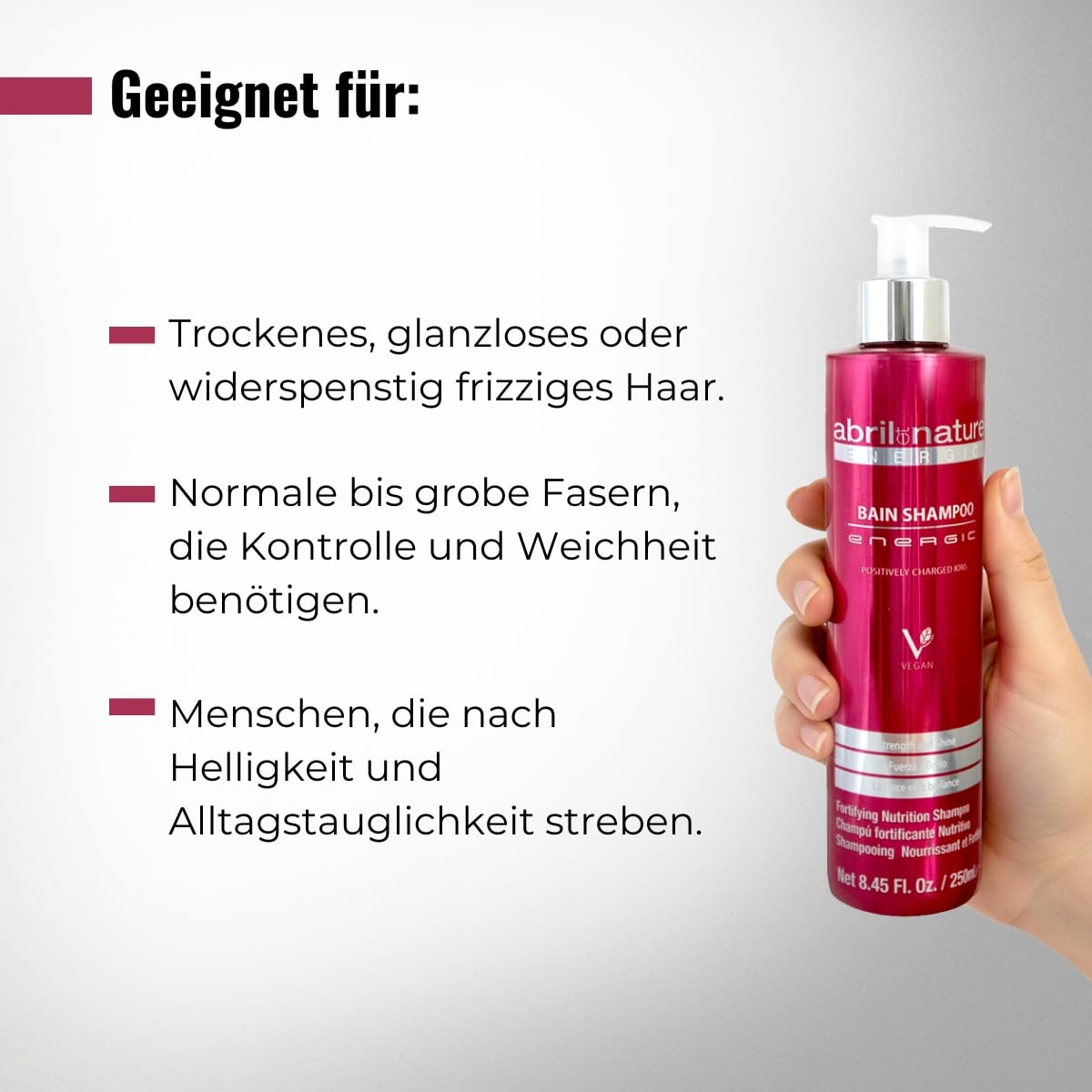 abril et nature - Professionelles Haarpflege-Set Energic - Anti-Frizz - Shampoo-, Maske- und Serum-Set für Haare - Für feuchtigkeitsbedürftiges Haar - Entwirrt, rehydriert und repariert - 550 ml