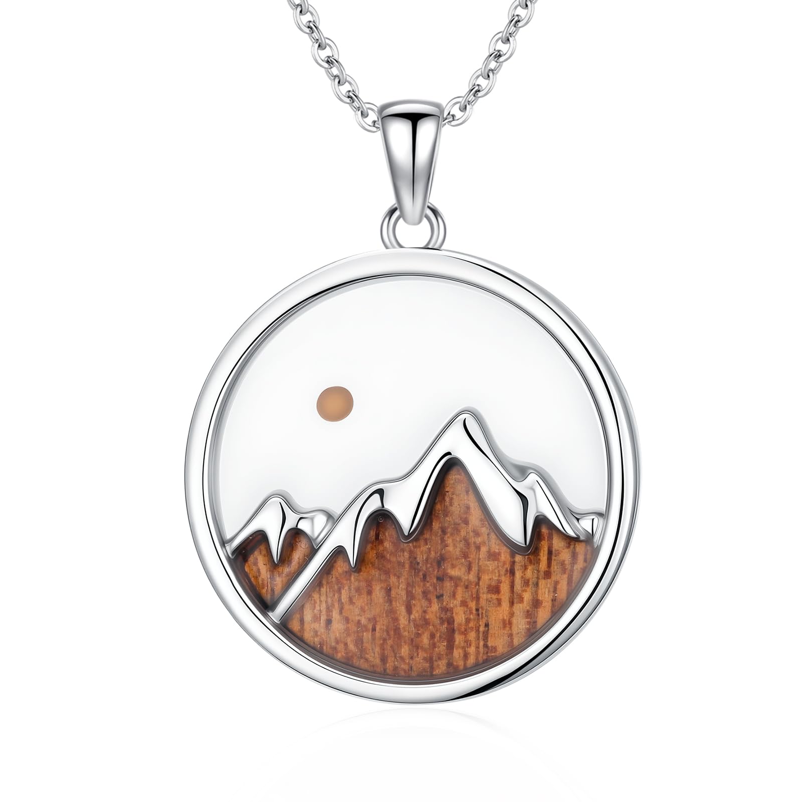 Bergkette für Damen, 925er Sterlingsilber, Senfkorn-Berganhänger, Halskette, christlicher Schmuck, Geschenk für Frauen