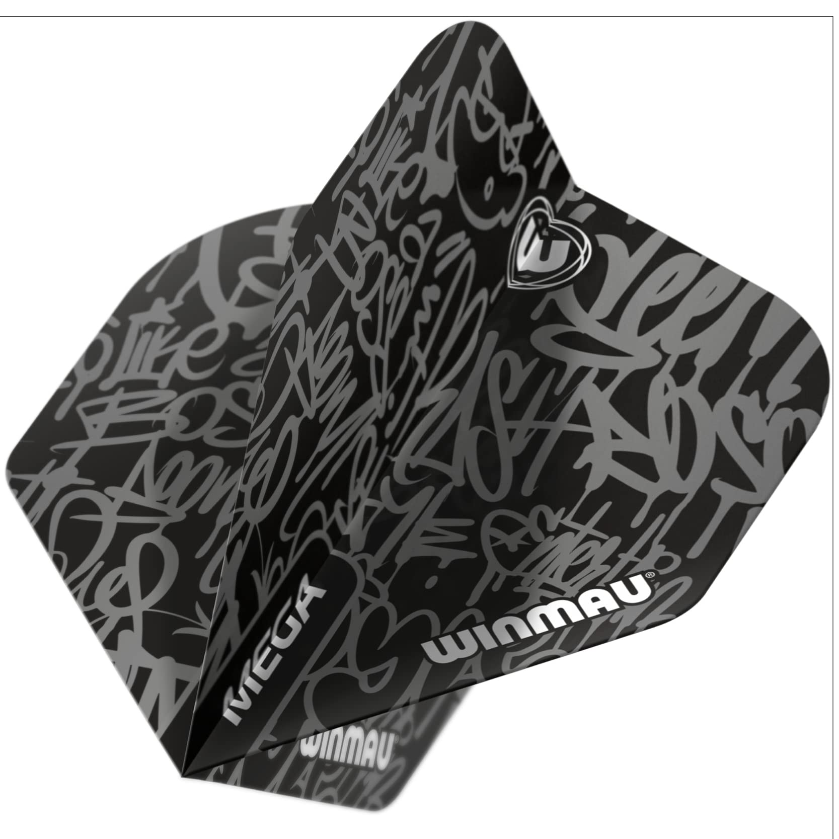 Winmau Mega Standard Black Extra Thick Dart Flights - 1 Set per Pack (3 Flights in Total)