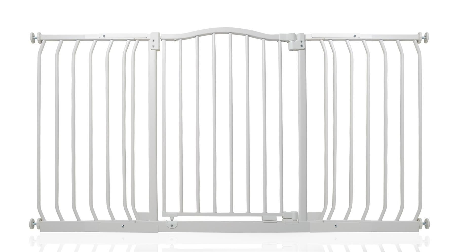 Safetots Matt White Curved Top Safety Gate, 143Cm - 152Cm, Pressure Fit Stair Gate, Baby Gate For Doors Hallways And Spaces, Safety Barrier, Easy Installation