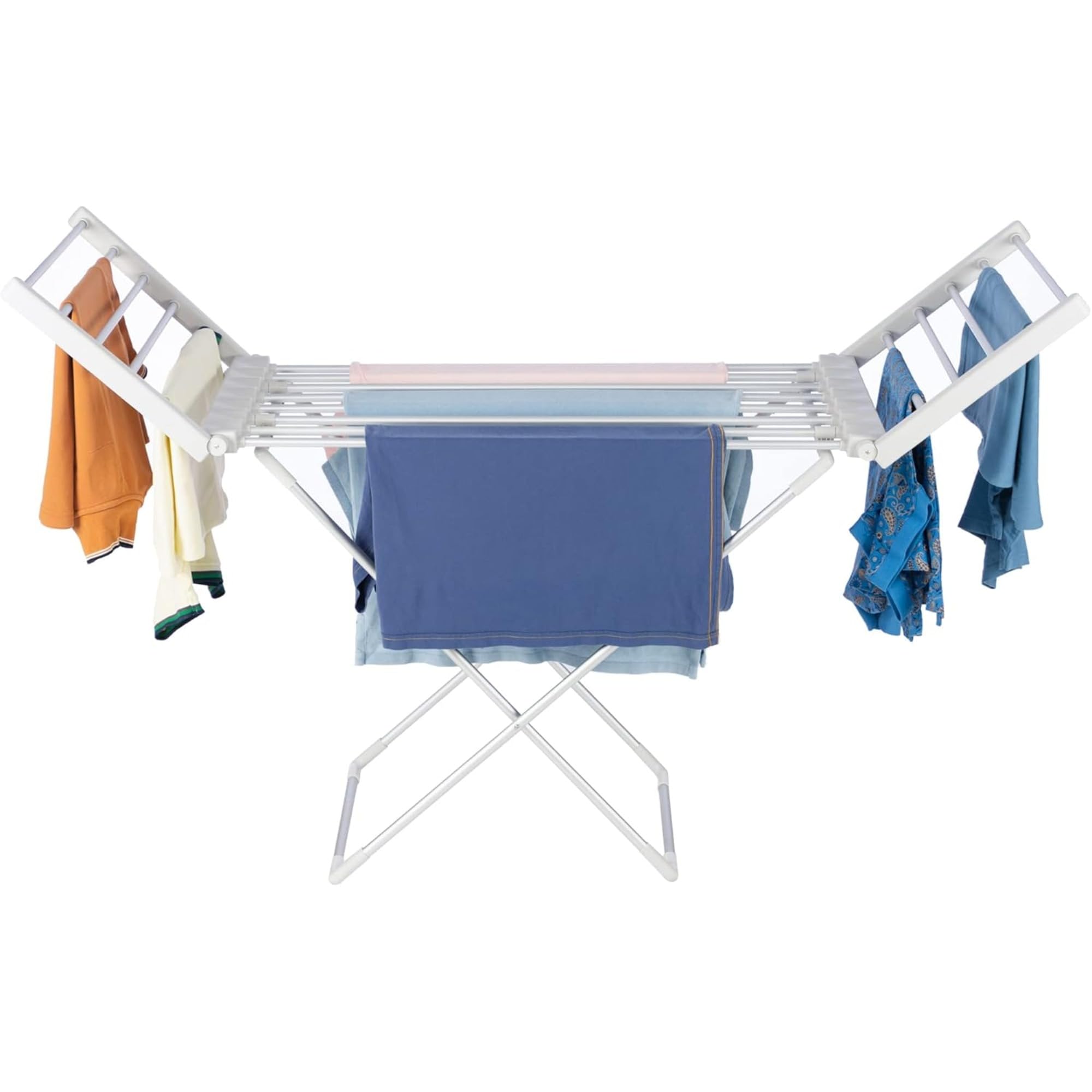 Homefront Silver Heated Clothes Airer Dryer Rack Rail, 220W, Ready Assembled (No Tools Required, Clip And Use) Indoor Portable Free Standing Energy Efficient, Lightweight Aluminium (Silver)