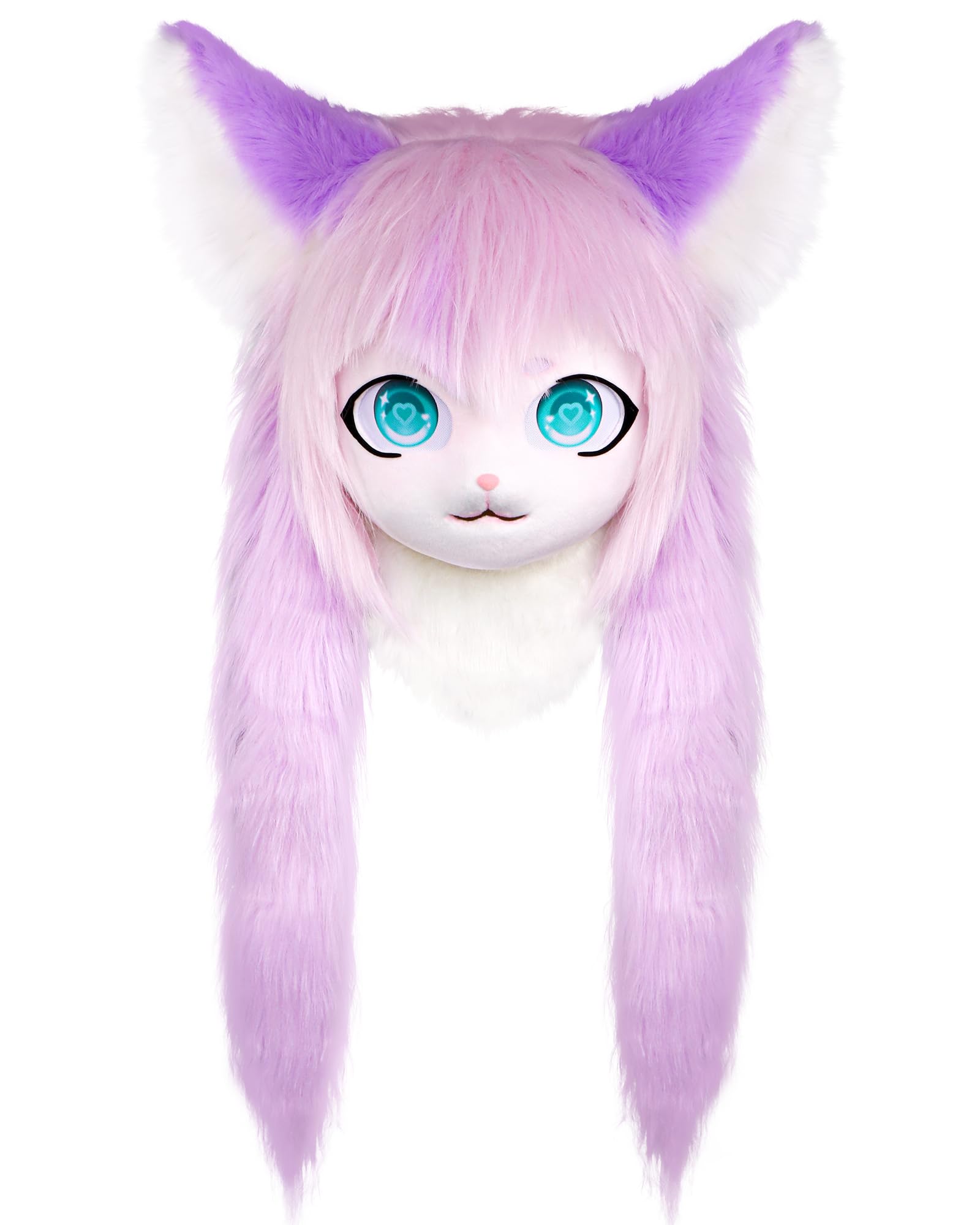 ZFKJERS Cosplay Fursuit Headgear Animal Head Cat Mask Halloween Masquerade Adults Costume Accessories Set (Purple)