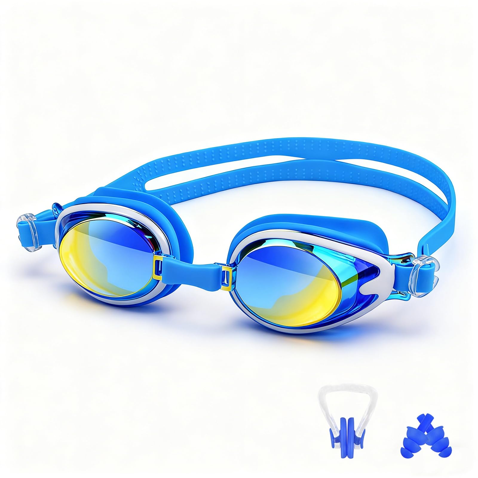 OdiuK Kinder Schwimmbrille Taucherbrille Kinder 3-14 Jahre,Antibeschlag,UV-Schutz Komfort Schwimmbrille mit Nasenklammer und Ohrstöpsel für Kinder, Jungen,Mädchen