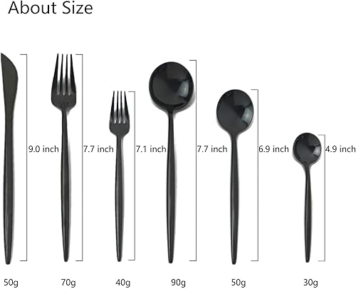 Miniatura 3 de JASHII Juego de cubiertos de 24 piezas de acero inoxidable 304 para el hogar, pulido con espejo, cuchillo, tenedorcuchara, moderno y elegante juego