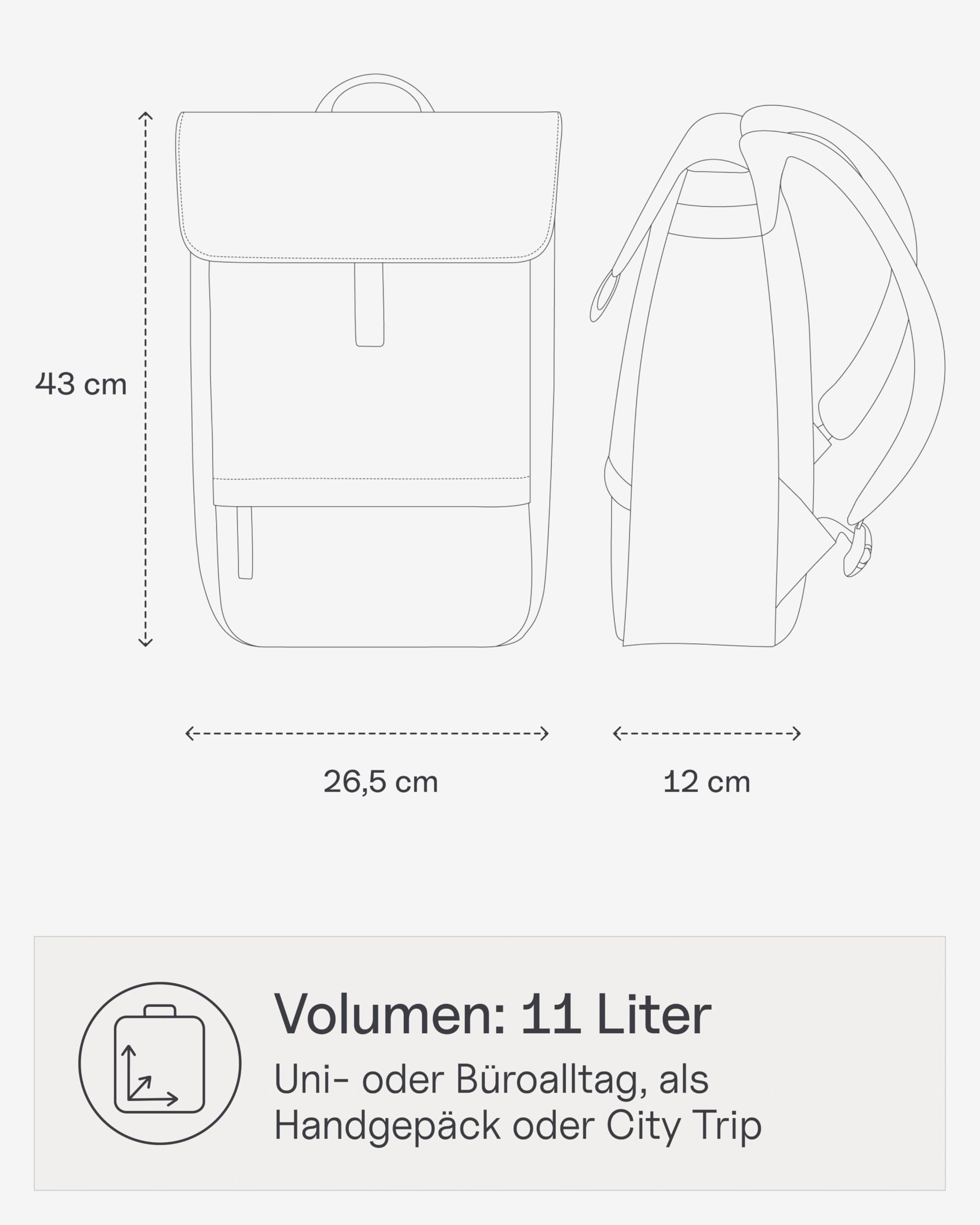 Kapten & Son Rucksack Fyn Classic 11 L | Rucksack Damen & Herren | Tagesrucksack mit 14" Laptopfach | Backpack ideal für Uni, City, Arbeit, Reisen