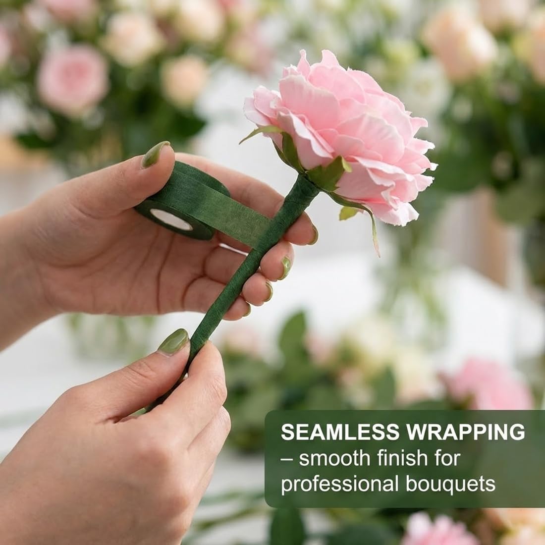6 Rollos de Cinta Floral autoadhesiva para Ramos y arreglos Florales (12 mm de Ancho) (3 Colores) — view 4