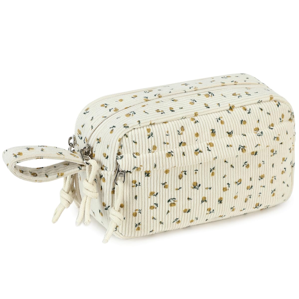 LOIDOU Federmäppchen für Mädchen, Groß, Niedlich, Schreibwarenbeutel, Bleistiftbeutel für Schule, Studium, Büro, Geschenk (Beiges Blümchen)