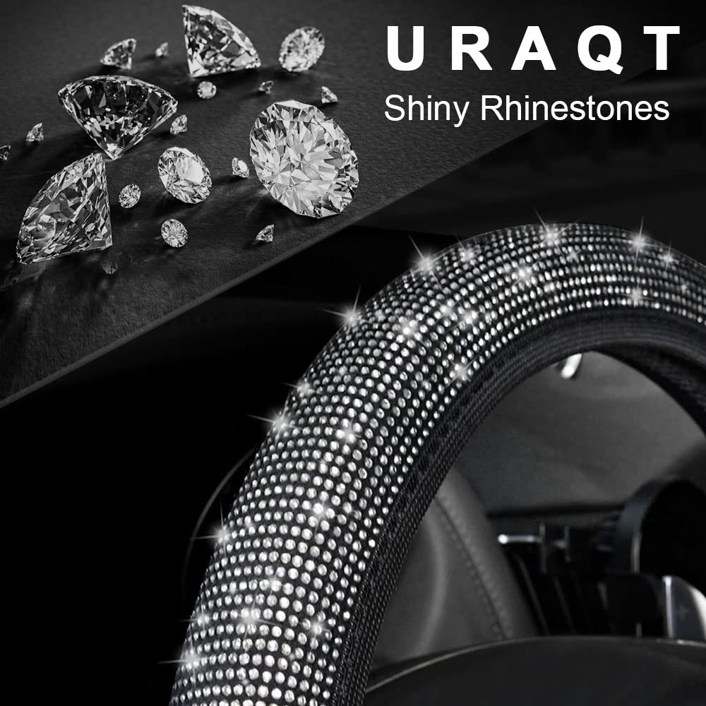 CGEAMDY Bling zachte lederen stuurhoes, kleurrijke strass steentjes auto elastische stuurbeschermer, sprankelende kristallen diamant voor vrouwen meisjes, auto-interieur accessoires voor de meeste