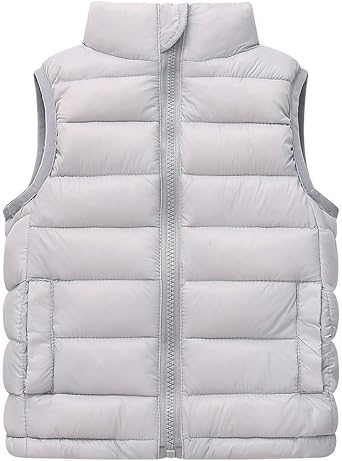 Little Girls Boys Winter Warm Softshell Quilted Padded Puffer Down Vest Ultra Light Waistcoat Jacket