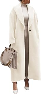 Women's Fashion Notch Lapel Maxi Long Woolen Overcoat with Pockets