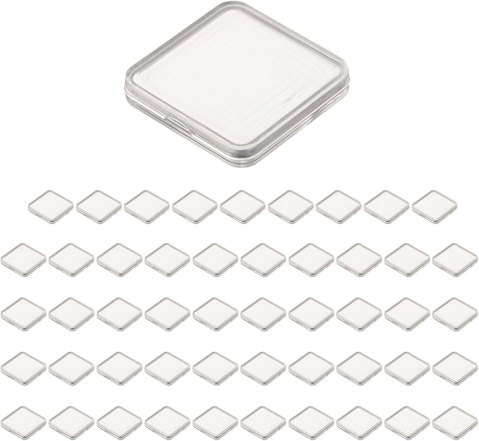 Cápsulas de plástico para moedas comemorativas e moedas, junta interna ajustável (17/20/25/27/30 mm), conjunto de 50 peças com caixa de armazenamento — estojo porta-moedas e cápsula protetora