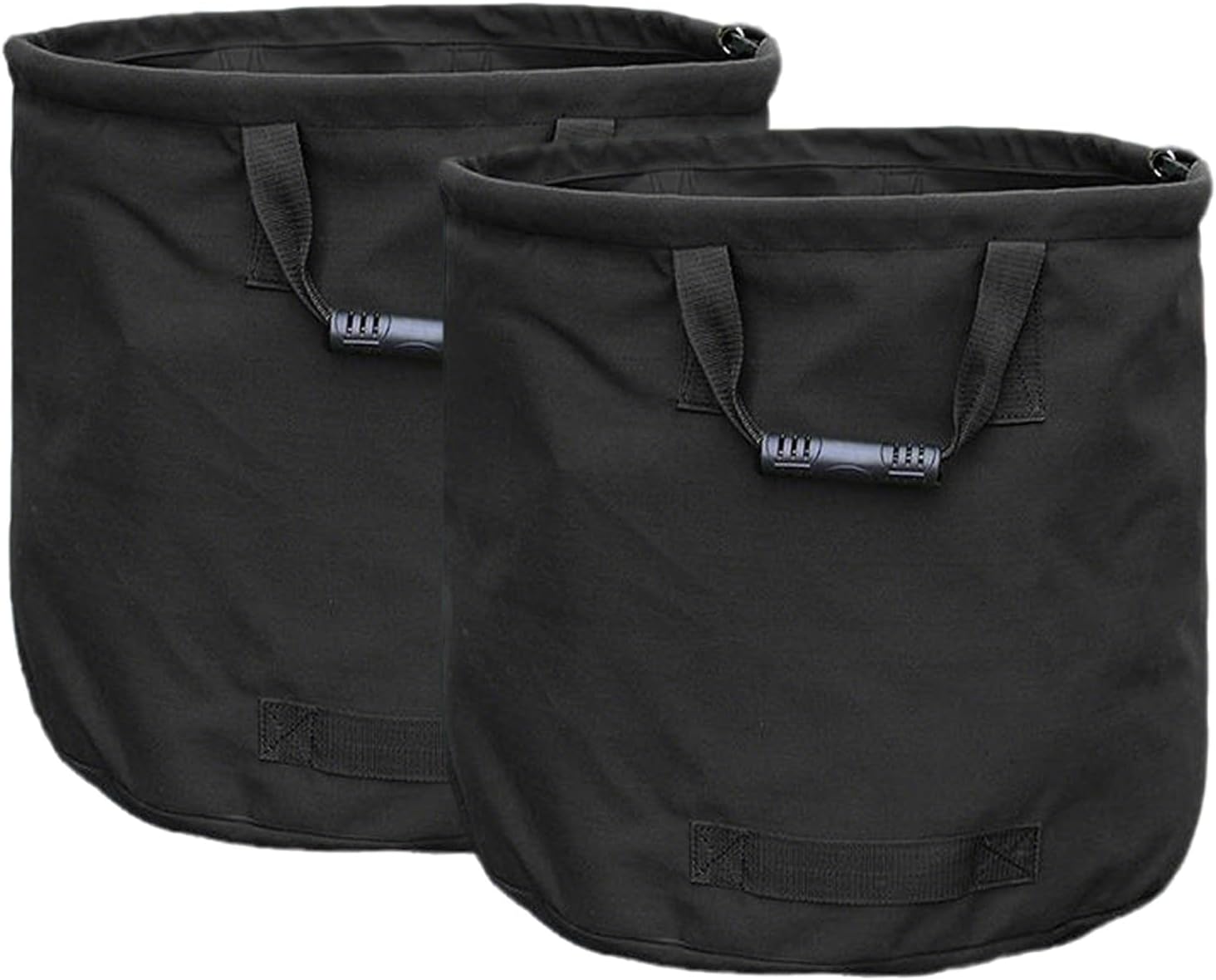 Garden Waste Bags, Heavy Duty Waterproof Canvas Bin Bags,Reusable Garden Sacks with Reinforced Straps,Ideal for Collecting Yard Waste, Plant waste grass and Leaves (Black, 2pcs)