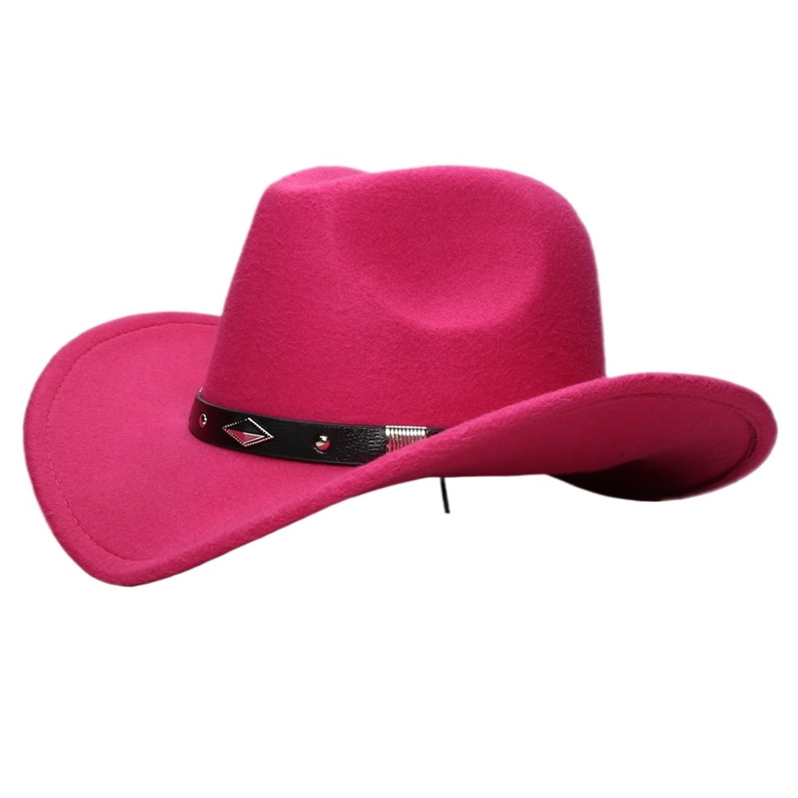 vrfvsdasAAS Cowboy Hat Retro Geometry Parent-child Unisex Wide Brim Cowboy Western Hat Cowgirl Bowler Cap 61cm/57cm/54cm(Rose,6.625)