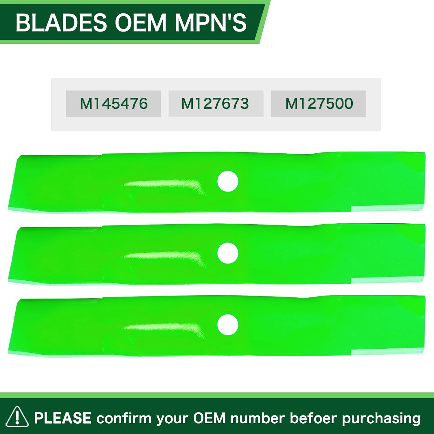 48 Inch Deck Mower High Lift Blade Fit John De ere 325 335 345 355D Z425 X300 X320 X350 X500 X520 X534 Lawn Mower Replaces OEM M145476 UC22009 M127500 M127673 AM146715 AM141907 M141794