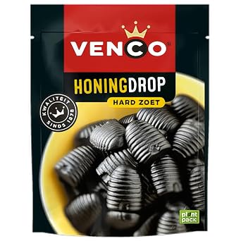 Venco Honingdrop I Hard and Sweet Licorice Drops with Honey Flavor from The Netherlands I 235g 8.28 ounce
