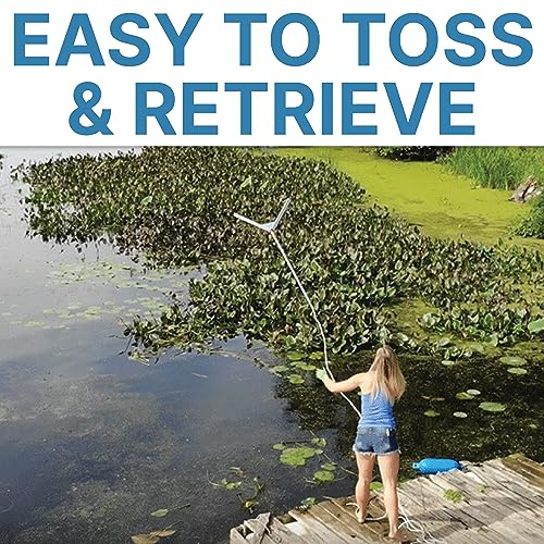 Jenlis The Original Weed Razer, Lake Weed Cutter, Large Pond Aquatic Plant Cutting Tool, Long and Sharp Razor Blades Shear Cattail, Reed, Lilly & Chara Algae, 48 Inch Cut Width, 25 Foot Throw Rope