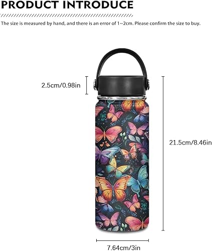 Miniatura 35 de Flashideas Blue Butterfly - Botellas de agua de acero inoxidable aisladas al vacío, a prueba de fugas, ligeras, mantienen el frío y el calor, ideal