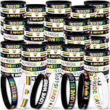 Moon Boat 144PCS Pride Gay Bracelets Accessories Bulk: Silicone Rubber Rainbow Wristbands Parade LGBT Party Favors Decorations Gifts