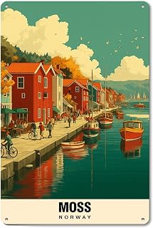 Moss - Norway, Coastal, Nordic Wall Art Vintage Poster Funny Wall Decor 8*12 Inch Retro Metal Sign Wall Art Posters For Gallery Kitchen Bathroom Farm Yard Bar Garage Man Cave Anywhere You Feel Is Appropriate