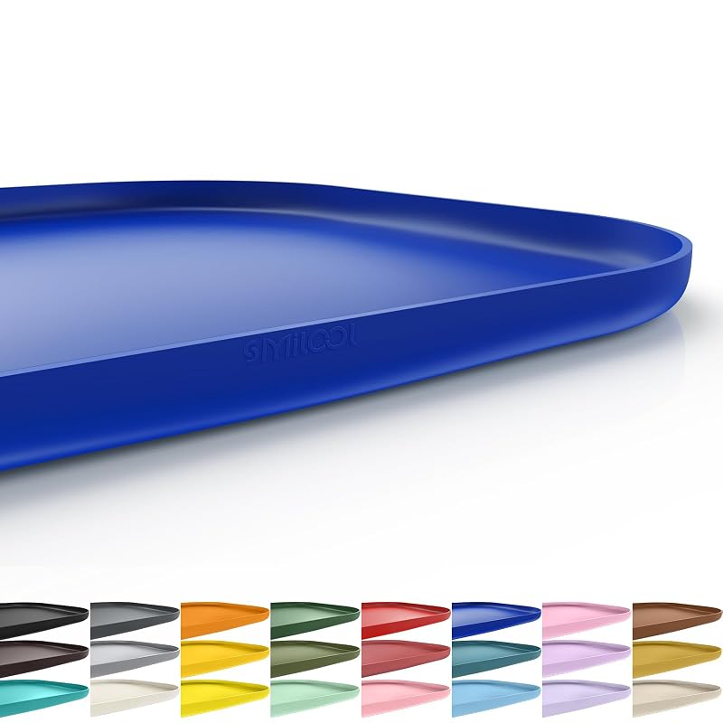Tapete de Alimentação para Cães e Gatos em Silicone com Borda Elevada SMILOOL Azul-marinho 48,26 x 30,48 cm