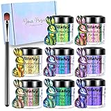 Chameleon Flakes Color Shifting, 8 Color Changing Pigment Powder Flakes for Nails Art Epoxy Resin...
