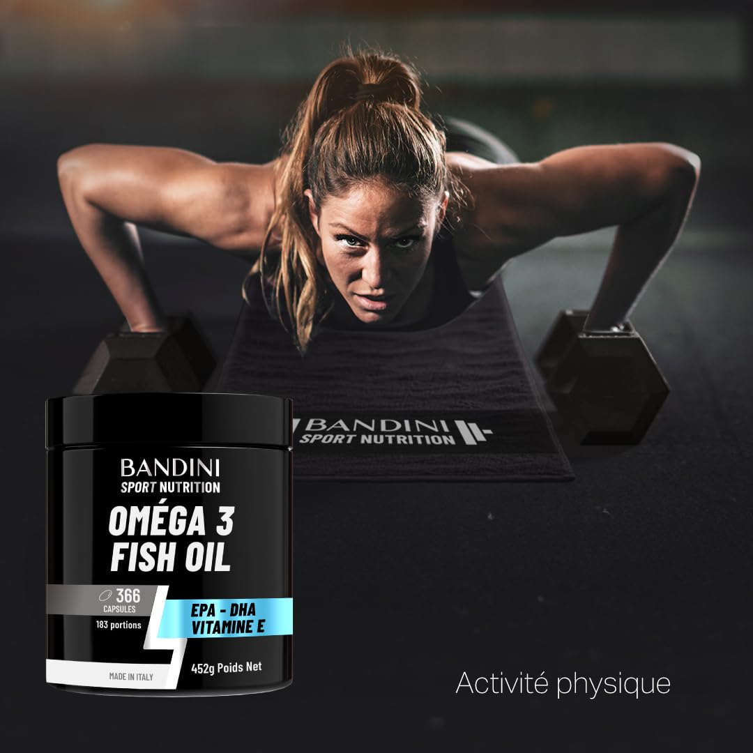 Bandini® OMEGA 3 Huile de Poisson 2000mg, 366 Gélules (180 Jours)- EPA DHA | 600mg de Triglycérides bio-actifs EPA et DHA, Oméga 3 pour cerveau, cœur | Sans arrière-goût et Odeur - Pur, Biodisponible