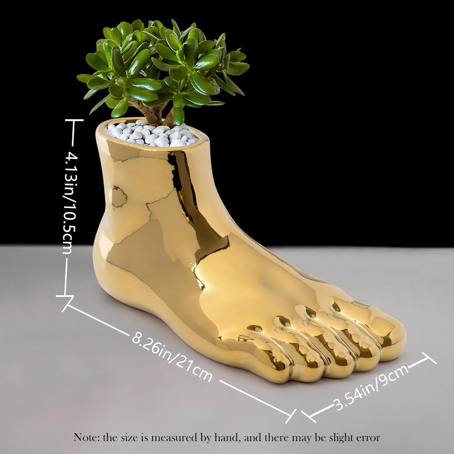 Unique Gold Vase with Planter Decorations Perfect for Weird Decor for Living Room Shelf Entryway (Golden, Large)