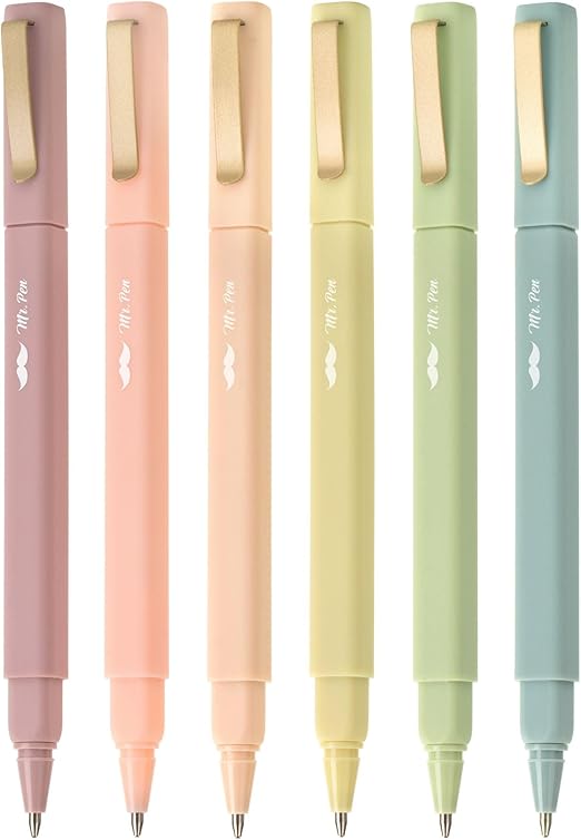 Mr. Pen- Aesthetic Pens, 6 Pack, Black Ink, Fast Dry, No Smear Bible Pens Bleed Through, Fine Point Pen