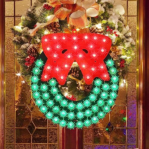 Lighted-Wreath-Christmas-Window-Silhouette-Decoration Lighted Wreath Christmas Window Silhouette Decoration