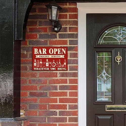 Miniatura 7 de Letreros retro para decoración de bar del hogar, bar, letrero de metal abierto para Pub Man Cave Placa de pared Orgullosamente Sirviendo lo que