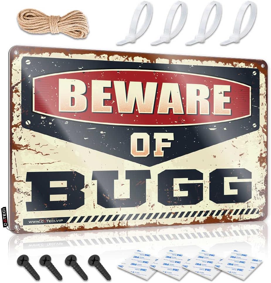 Signs For Garage Beware Of Bugg Sign Man Cave Sign Metal Sign Funny Sarcastic Signs(20X30CM)